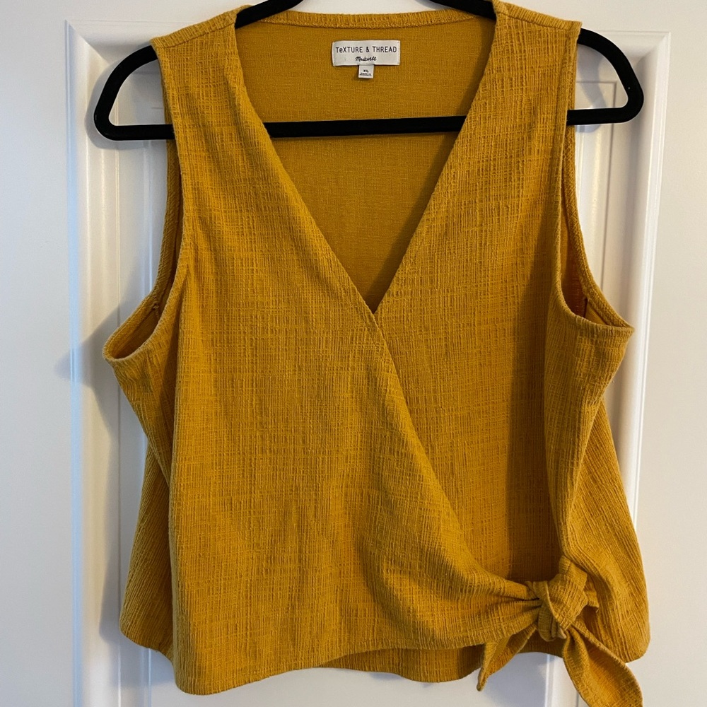 Madewell Yellow Wrap Tank Top with Tie Front